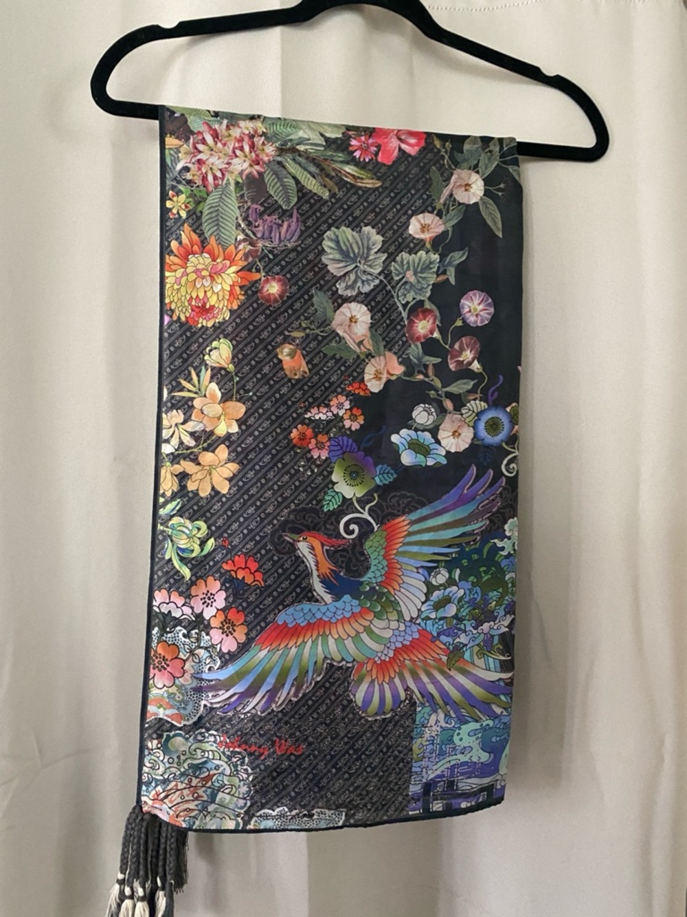 Johnny Was- Dreamer Floral Silk Scarf with Tassels - Women Accessories - Picture 3 of 5